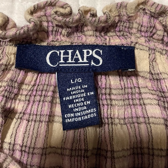 Chaps Purple Plaid Peasant Blouse | Size L | Summer Blouse | Flowy - Picture 5 of 8